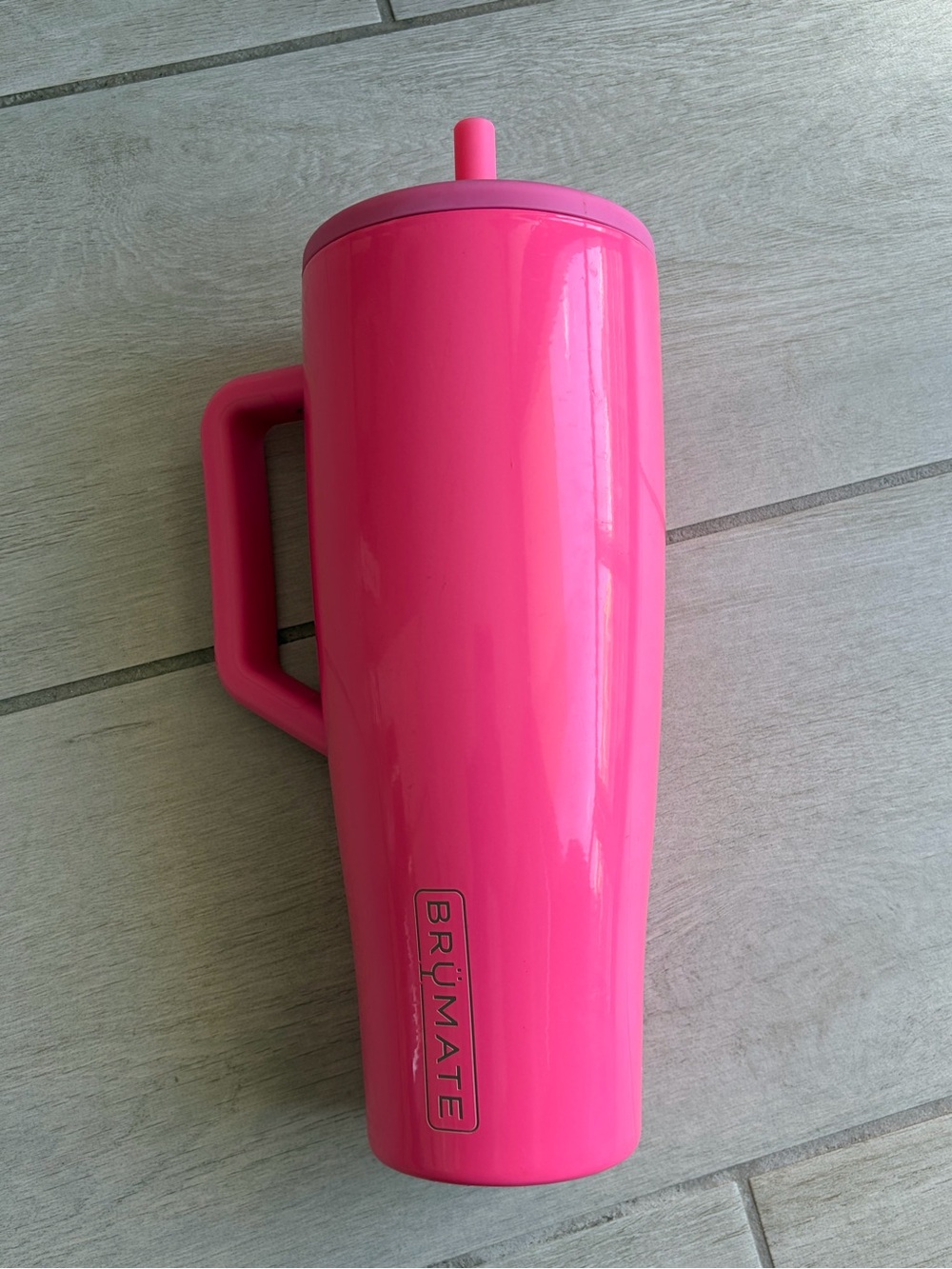 BrüMate Neon Pink 40oz Insulated Travel Tumbler with Handle